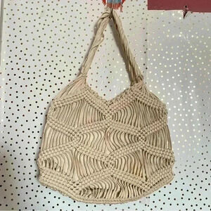 London Kaye Beige Boho Macrame Bag